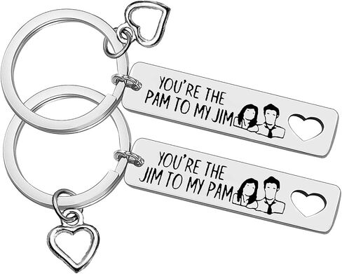 مجموعة سلسلة مفاتيح بعبارة «You are The Pam to My Jim The Office» هدية للازواج في الكريسماس وعيد الميلاد والذكرى السنوية وعيد الحب للصديق والصديقة والزوج والزوجة، فضي، مقاس S, فضي, S in Saudi Arabia