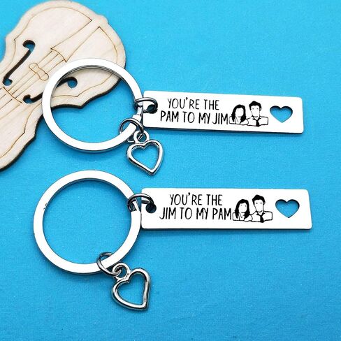 مجموعة سلسلة مفاتيح بعبارة «You are The Pam to My Jim The Office» هدية للازواج في الكريسماس وعيد الميلاد والذكرى السنوية وعيد الحب للصديق والصديقة والزوج والزوجة، فضي، مقاس S, فضي, S in Saudi Arabia