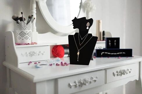 حامل عرض مجوهرات مخملي اسود مقاس 12.5 انش وحامل عرض الاساور من 3 طبقات، مجموعة منظم حامل الصدر لعرض المجوهرات والقلائد والسلاسل والاساور والساعات in Kuwait