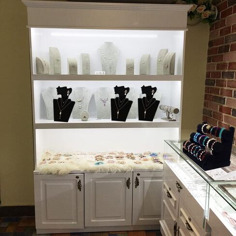 حامل عرض مجوهرات مخملي اسود مقاس 12.5 انش وحامل عرض الاساور من 3 طبقات، مجموعة منظم حامل الصدر لعرض المجوهرات والقلائد والسلاسل والاساور والساعات in Kuwait