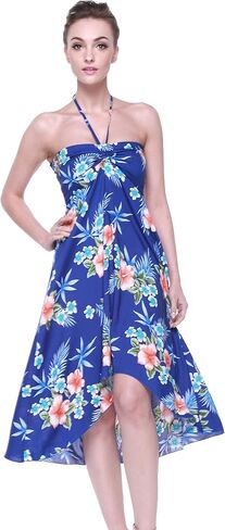 Women's Hawaiian Luau Halter Floral Print Halter Dress in Hibiscus Patterns in Saudi Arabia