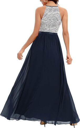 Dressystar فستان نسائي رسمي بحمالات من الدانتيل والشيفون طويل لوصيفات العروس فساتين الحفلات المسائية in Kuwait