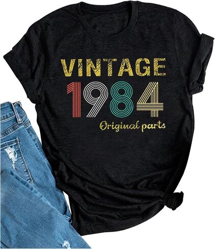 40th هدية عيد ميلاد تي شيرت المرأة Vintage 1984 الأجزاء الأصلية تي شيرت مضحك 40th سنة هدايا الحفلات المحملة بلايز عادية in Saudi Arabia