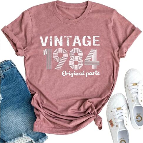 40th هدية عيد ميلاد تي شيرت المرأة Vintage 1984 الأجزاء الأصلية تي شيرت مضحك 40th سنة هدايا الحفلات المحملة بلايز عادية in Saudi Arabia