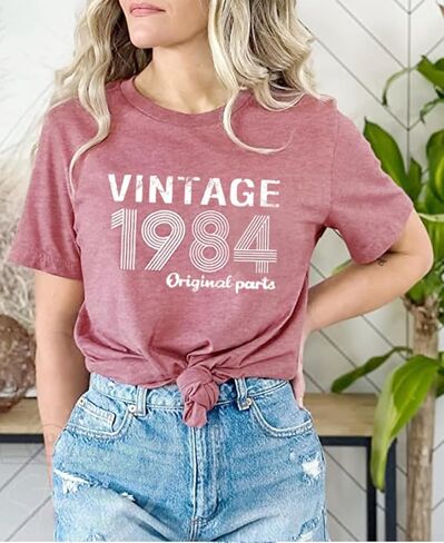 40th هدية عيد ميلاد تي شيرت المرأة Vintage 1984 الأجزاء الأصلية تي شيرت مضحك 40th سنة هدايا الحفلات المحملة بلايز عادية in Saudi Arabia