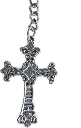 سلسلة ساعة جيب فضية من البرت بتصميم متقاطع ديني ومشبك دوار على شكل حرف T AC114A, لون فضي in Kuwait