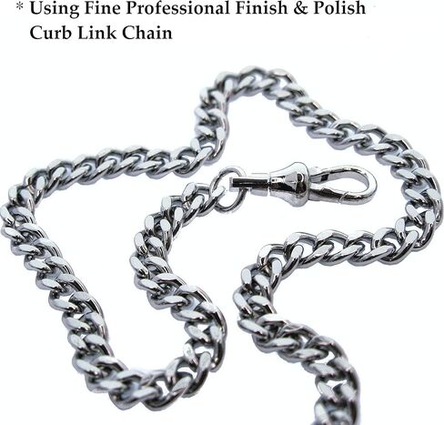 سلسلة ساعة جيب فضية من البرت بتصميم متقاطع ديني ومشبك دوار على شكل حرف T AC114A, لون فضي in Kuwait