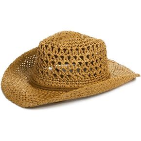 IPENNY Unisex Beach Straw Western Cowboy Handmade Hat Outdoor Seaside Wide Birm Cap Sunscreen Sunhats