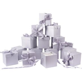 Jaywayang 8.7" Medium Square Gift Boxes with Lids, Ribbons and Tissue Papers, Birthday Gift Boxes - 5 Pcs (Black), Wedding, Father's Day, Anniversaries, Presents Wrapping, Party Favor Boxes