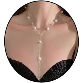 Dainty Pearl Necklaces for Women Pearl Lariat Necklace Long Y Necklace Birthday Wedding Prom Jewelry Gifts for Women Girls