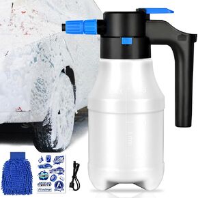 AtawLege Electric Car Foam Sprayer, 1.5L Pressurized Foam Sprayer with USB Rechargeable for Car Washing, Car Wash Sprayer for Car Beauty, Home, Garden, Automotive Accessory (White)
