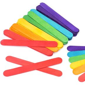 60 Pieces Jumbo Colored Popsicle Sticks, 8 Inch Natural Colored Wooden Craft Sticks, Multi-Purpose Rainbow Ice Cream Sticks for DIY Classroom Crafts, Home Art Projects and Plant Labels
