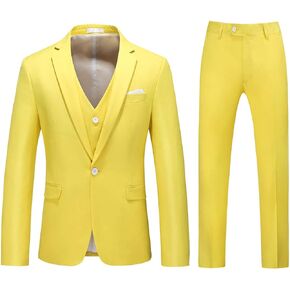 بدلة فستان YFFUSHI رجالي مكونة من 3 قطع بمقاس نحيف وزر واحد وطية صدر مدببة رسمية غير رسمية سترة تكس بنطلون in Kuwait