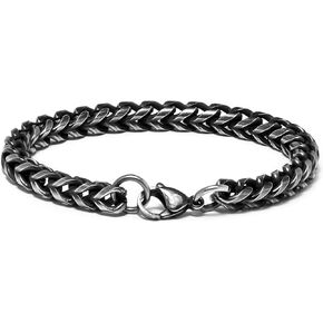 bizsew Retro Chain Bracelet for Men Boy Stainless Steel 6mm Width Large Franco Link Chain