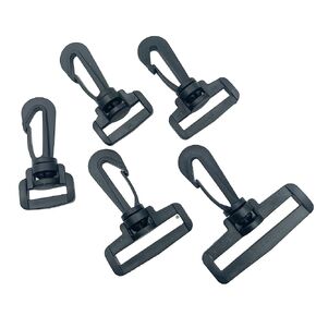 15pc Black Plastic Swivel Rotary Rotate Snap Hook Buckle Carabiners Rings Barrel Loop 50mm Inside Width A155