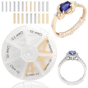 Ontaryon Assorted Ring Size Adjuster for Loose Rings - Reducer to Make Ring Smaller - Invisible Clip Guard Resizer - Pack of 21pcs, 7 Styles - Golden and Clear Sizers - Ideal for Silver and Gold