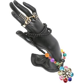 WERSHOW Resin Lotus Flower Ring and Bracelet Artcraft Hand Display Rack(Lotus Hand Model,Black)