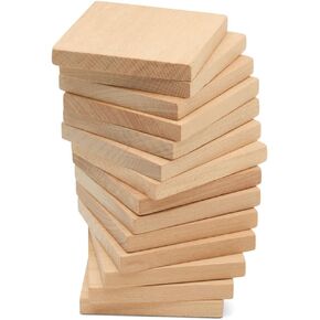 بلاط خشبي، 2 × 2 بوصة، عبوة من 10 مربعات خشبية فارغة للحرف اليدوية، وحرق الخشب، والنقش بالليزر، والأعمال اليدوية، من نقار الخشب