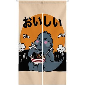 Ofat Home Little Monster Dinosaur Japanese Noren Doorway Curtain for Kitchen Bathroom Door Divider,Tapestry Curtain Decor,Custom Doorcurtain (Damage)