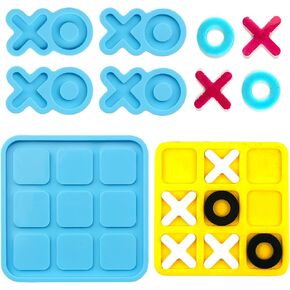 WANDIC Tic Tac Toe Silicone Mold, X O Board Resin Molds Epoxy Resin Casting Mould for Table Decor DIY Craft Tabletop Board Game
