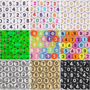 900pcs Number Beads for Bracelets，9 Colors 0-9 Number DIY Jewelry Making Bracelet Necklace Keychain Crafts Making 7x4mm