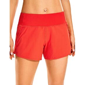 CRZ YOGA Womens Lightweight Gym Athletic Workout Shorts Liner 4" - Quick Dry Running Sport Spandex Shorts Mesh Zipper Pockets