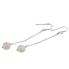 Natural Ethiopian Opal Earring Rhodium Plated 925 Sterling Silver, Dainty Simple Earring Jewelry Gift for Her, Birthstone Energy Healing Stones, Opal Pear Drops Earring