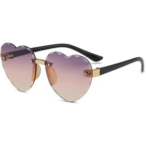 JINHUIBBA Kids Heart Sunglasses for Girls Boys Heart Shaped Sun Glasses Frameless Clear Heart Glasses Cute Eyewear