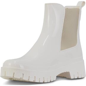 Lemon Jelly Short Rain Boots - Casual, Lemon-Scented Chelsea Boots - Water-Friendly Rain Shoes - Slip-On Ankle Platform Booties