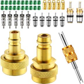 Yaocom R1234yf Adapter R1234yf to R134a Quick Coupler High Low Side Ac Fitting Adapter with Valve Core Hose Seal Thimble Valve Core Remover for Car AC Air Conditioner Refrigerant System, Straight