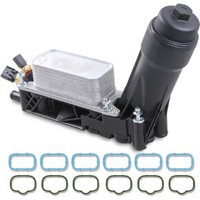 EVERESTWAY Engine Oil Cooler Housing Assembly Replaces 5184304AE, 5184294AC Compatible with 2011-13 Chrysler 200 300 Dodge Jeep Wrangler Grand Cherokee Ram 1500 3.6L V6 w/Sensors, Gasket Kit & Filter