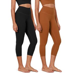 ODODOS ODCLOUD 2-Pack Buttery Soft Lounge Yoga Capris for Women, 14" / 19" / 21" High Waist Capri Leggings