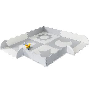 Baby Play Mat Tiles - 61" x 61" Extra Large, Non Toxic Foam Baby Floor Mat - Beige & White Interlocking Playroom & Nursery Playmat - Safe & Protective for Infants & Toddlers (Beige)