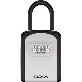 ORIA Key Lock Box, Portable Key Storage Box for House Keys, Resettable Code Safe Security Combination Lockbox with Removable Shackle for Home, Office, Outdoor