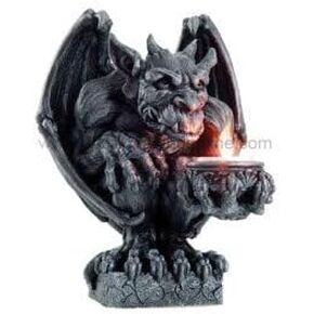 Pacific Giftware PTC 8.5 Inch Gargoyle Figurine Cold Cast Resin Candle Holder, Gray Color