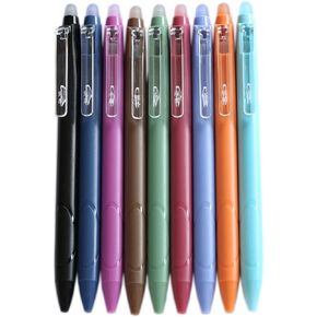 Vintage 9 Colors Erasable Gel Ink Pens 0.5mm Point Assorted Erasable Gel Pen Retractable for Writing Drawing Coloring Art Pack of 9PCS