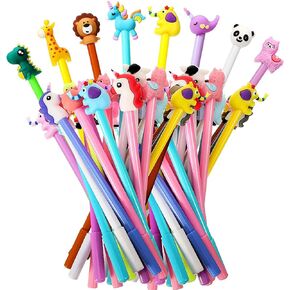 Zonon Cute Cartoon Gel Ink Pens Cartoon Animal Writing Pens 0.5 mm Assorted Styles Pens Stationery for Office Present, 8 Styles(32 Pieces)