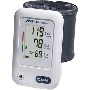 A&D Medical Essential One Button Wrist Blood Pressure Monitor (5.3-8.5"/13.5-21.5 cm Range Cuff) One Click Operation with Easy to Read Digital LCD Screen, Portable Home BP Monitor