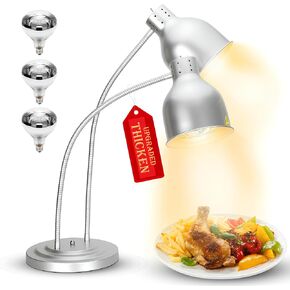 مصباح تسخين الطعام، مصباح تسخين الطعام من الفولاذ المقاوم للصدأ برأسين مع قاعدة شديدة التحمل، مصباح حراري محمول تجاري بقدرة 500 وات للطعام، مصباح تسخين الطعام للمطبخ والكافتيريا in Kuwait
