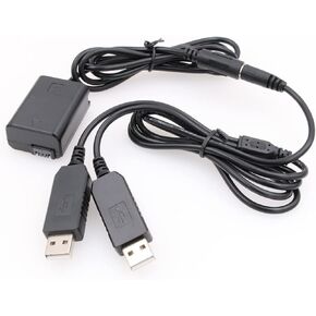 Dual USB Power Adapter DC Coupler AC-PW20 NP-FW50 Dummy Battery for Sony A7 A7II A7R A7S A7RII A5000 A6300 A6500 A7000 RX10 Cameras