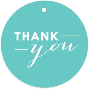 Andaz Press Circle Gift Tags, Chic Style, Thank You, Aqua, 24-Pack