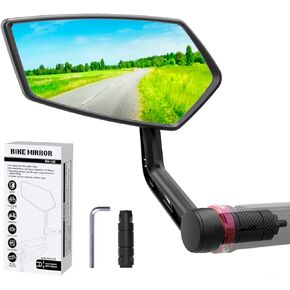 RBRL Bike Mirror Bar End Bike Mirror, Rotatable Bicycle Mirror, Automotive Grade Glass Bike Side Mirrors, Scratch Resistant E-Bike Universal Rearview Mirrors for Mountain bike (Left)