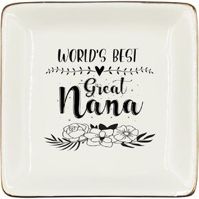 WODMIS Great Grandma Gifts Ceramic Jewelry Tray Dish, Great Gifts From Granddaughter Grandson, Grandma Birthday Gift Jewelry Plate Ring Dish, Christmas Mother's Day Gifts For Great Grandma