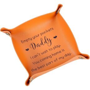 Gifts for Dad from Daughter Son Dad Gift for Birthday Fathers Day Husband Gifts from Wife New Dad Gifts Valet Tray Valentines Day Christmas Dad Gifts for First Time Dad Father Stepdad Men Leather Tray