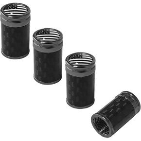 4 PCS Car Tire Valve Stem Caps, Leakproof Auto Rim Wheel Valve Stem Cap with O Rubber Seal, Dustproof Stem Covers for Car SUV Bike Truck Motorcycle, Car Accessories (Black, Carbon Fiber)