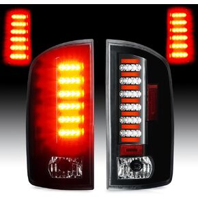 Cenfeild LED Tail Lights Pair Compatible with Dodge Ram 1500 2002-2006, for Dodge Ram 2500 3500 2003-2006, Pickup LED Tube Rear Brake Lamp Assembly Chrome Housing Smoked Lens