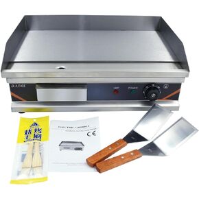 22" Commercial Electric Griddle,1500W Electric Countertop Griddle Flat Top Grill Grill with Thermostatic Control,Stainless Steel Heavy Duty Large Grill for Restaurant BBQ