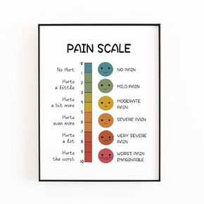 Boho Chic 'Pain Scale School Nurse Office Decor' - Colorful Wall Art for School Clinics and Health Education(Unframed) (11x14inches)
