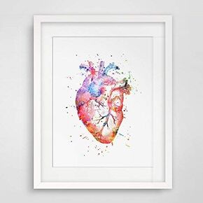 Watercolor Anatomy Heart Images Vintage Graphics Art Print Anatomy Wall Hanging Original Design Printed Artwork 8x10inch No Frame