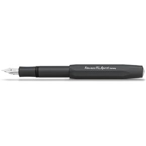Kaweco AL SPORT Fountain Pen Black I Premium Fountain Pen for Ink Cartridges I Exclusive Fountain Pen 13 cm I Nib: F (Fine)